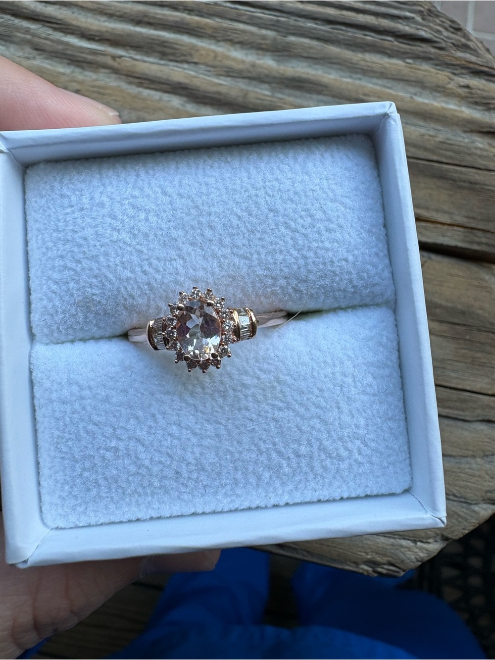 10k Rose Gold Halo Morganite Ring